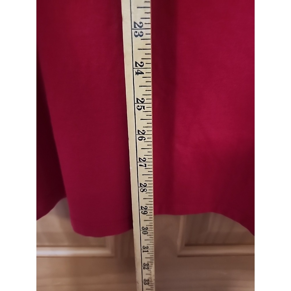 Catherines Red Knit Blouse Burnout Black Velvet Neckline 3/4 Sz 2X 22/24 W Tunic - Picture 12 of 12